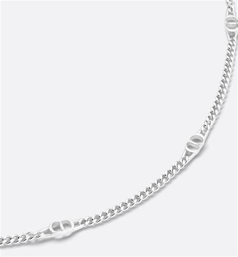 CD Icon Thin Chain Link Necklace Silver .